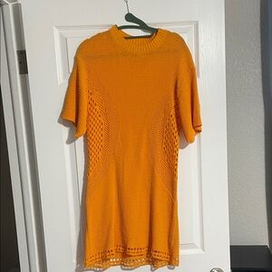 Orange Crochet Knit Dress